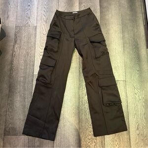 House of CB Black Satin Cargo Pants
